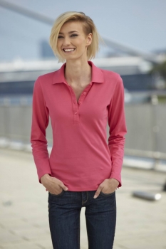 Preview: Ladies' Elastic Polo Long-Sleeved